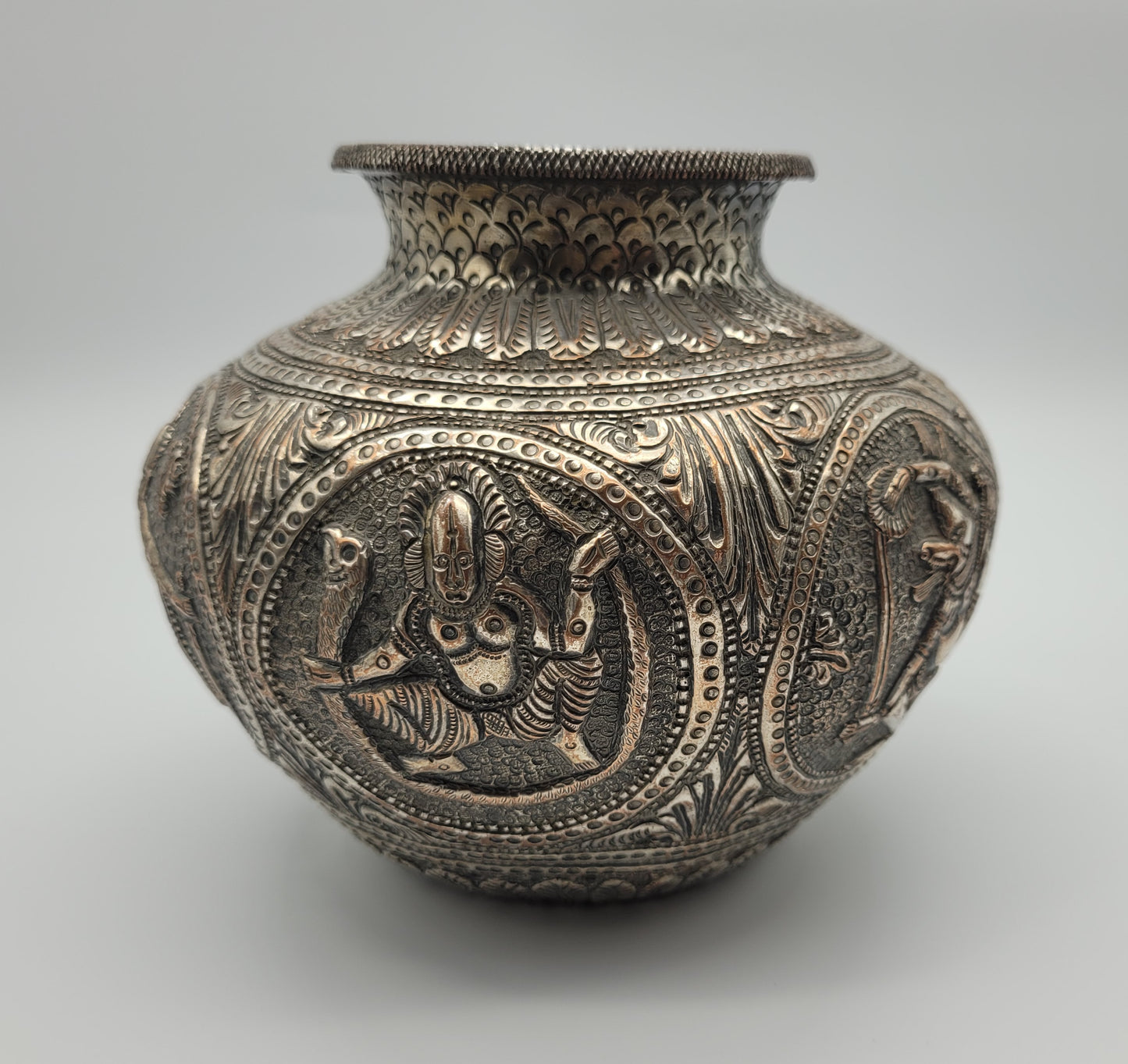 Antique Asian  White Metal Jar