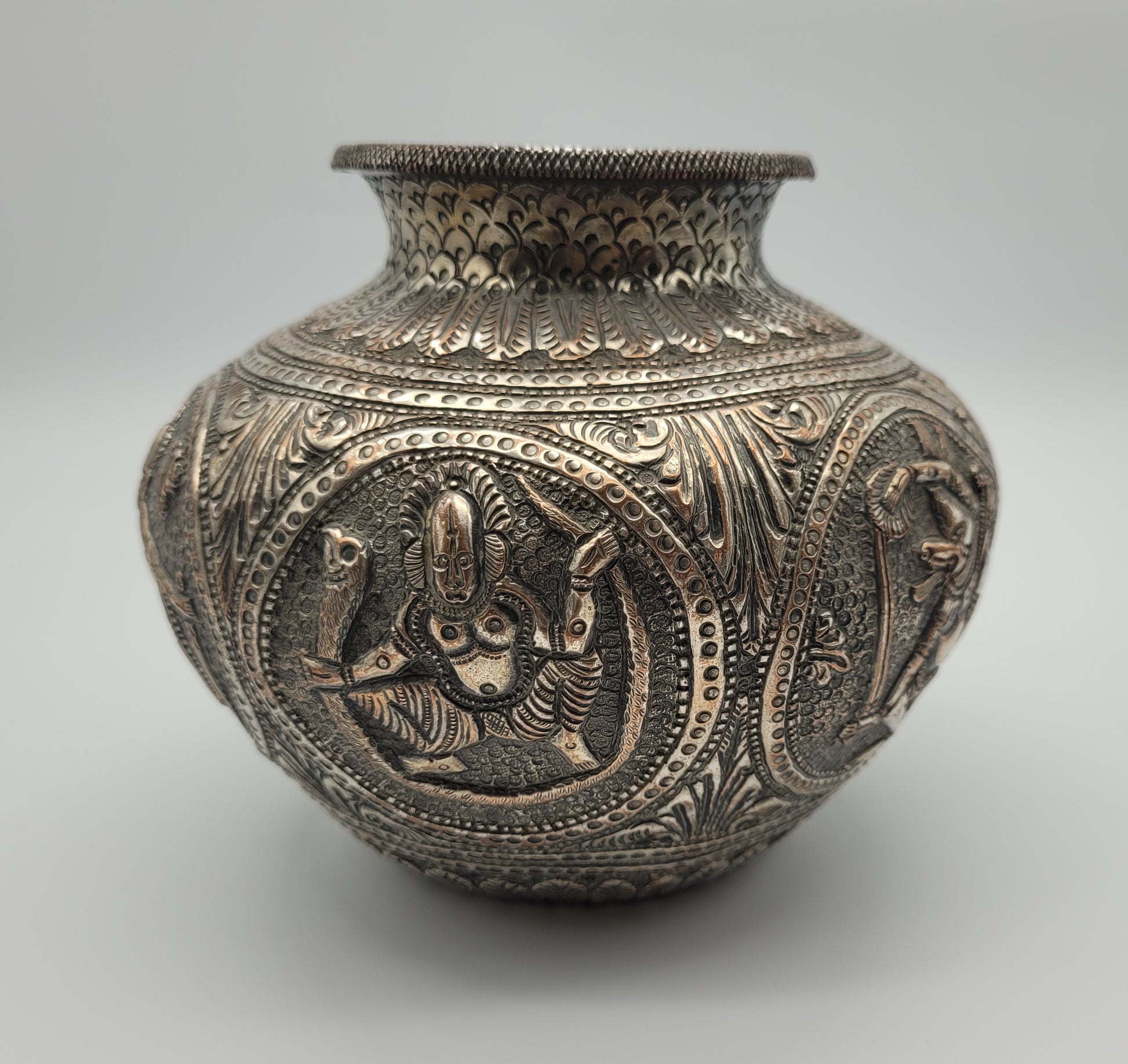 Antique Asian  White Metal Jar