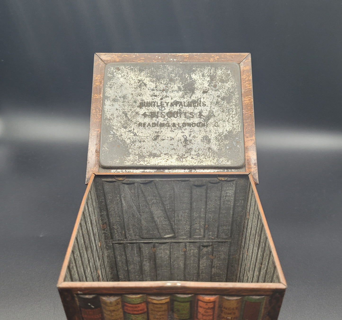 Antique Advertising - Huntley and Palmers Bookcase Biscuit Tin