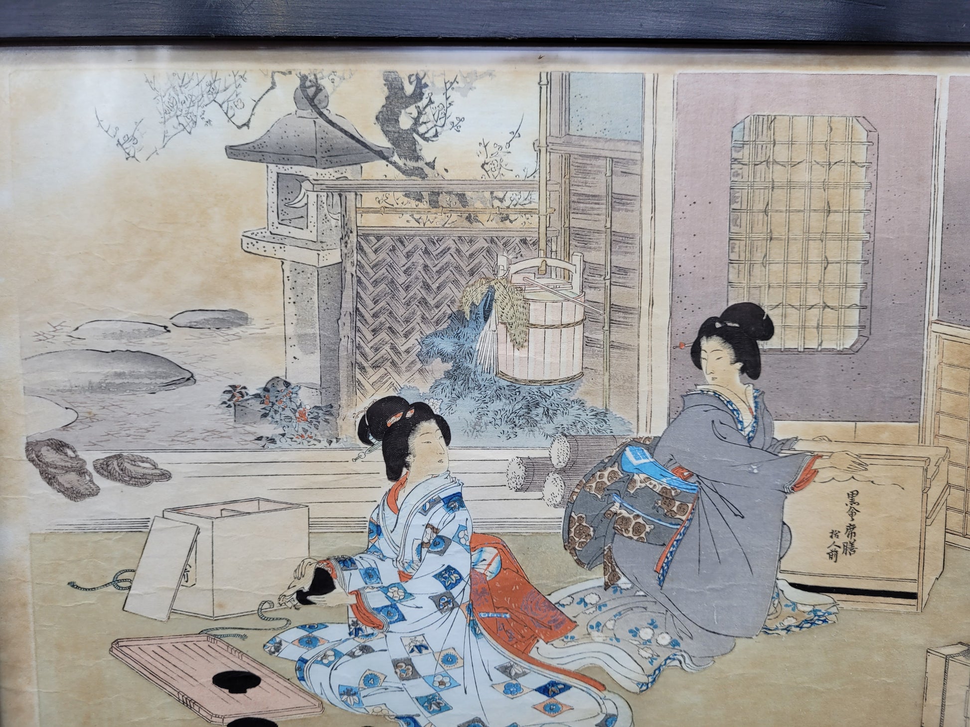 Antique Japanese woodblock Print 19th Century