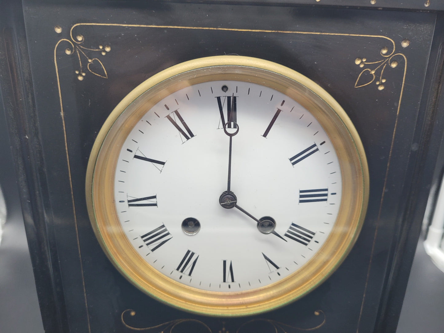 Large Antique Slate Clock With Bell 19th Century Clocks