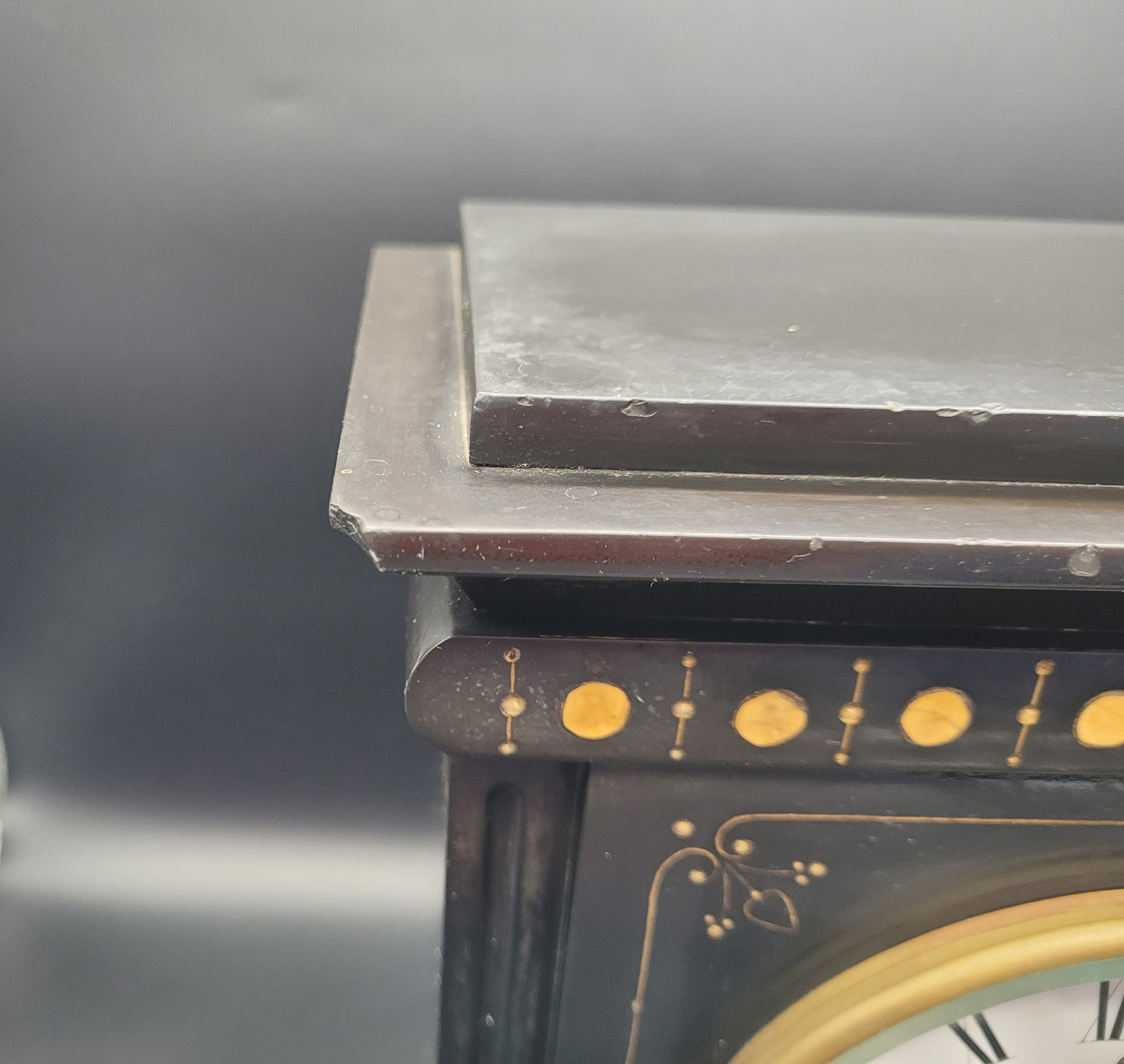 Large Antique Slate Clock With Bell 19th Century Clocks