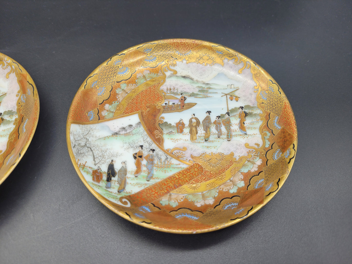 Antique Japanese Satsuma Plates Signed Pair