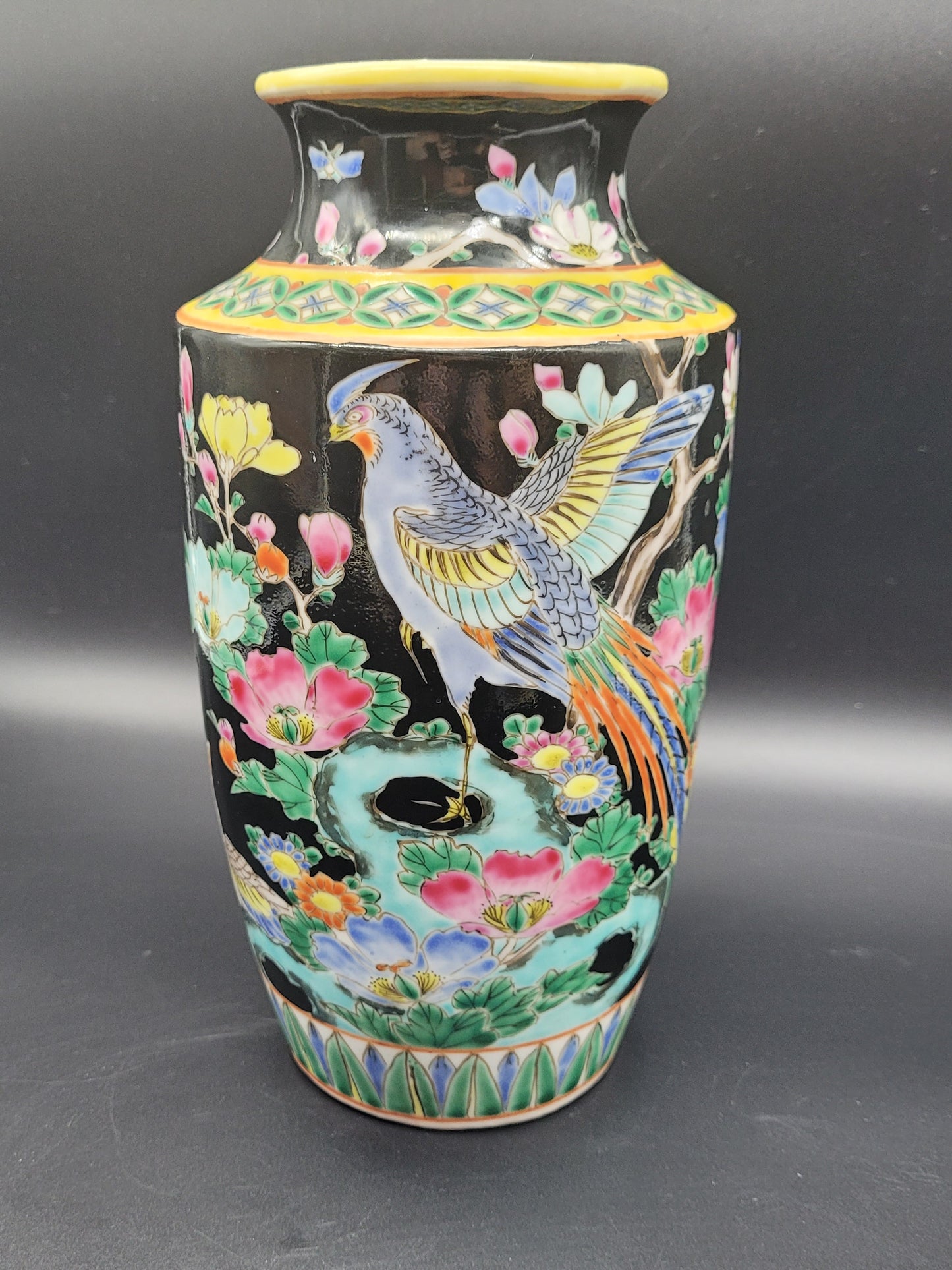 Antique Japanese 19th Century Vase Oriental Hand Painted