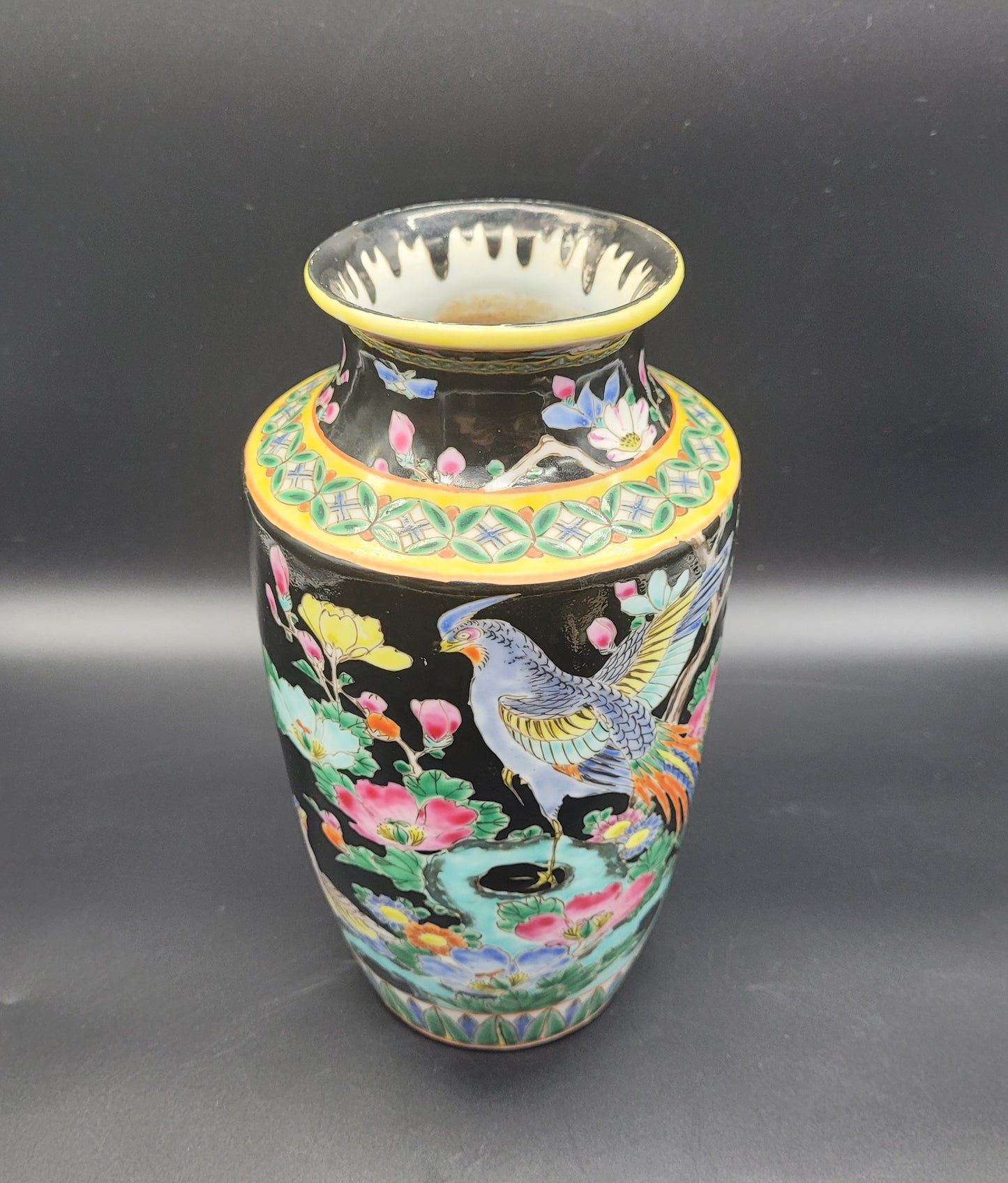 Antique Japanese 19th Century Vase Oriental Hand Painted