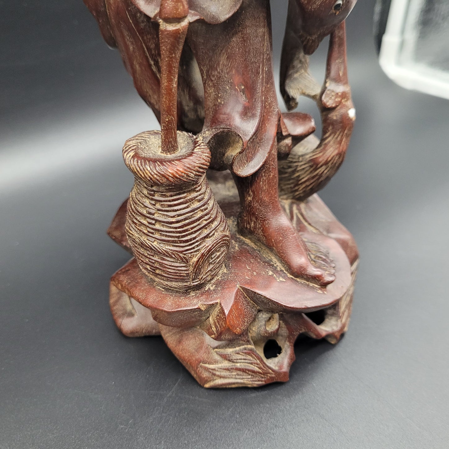 Antique Chinese 19th Century Wood Carving Fisherman Figure