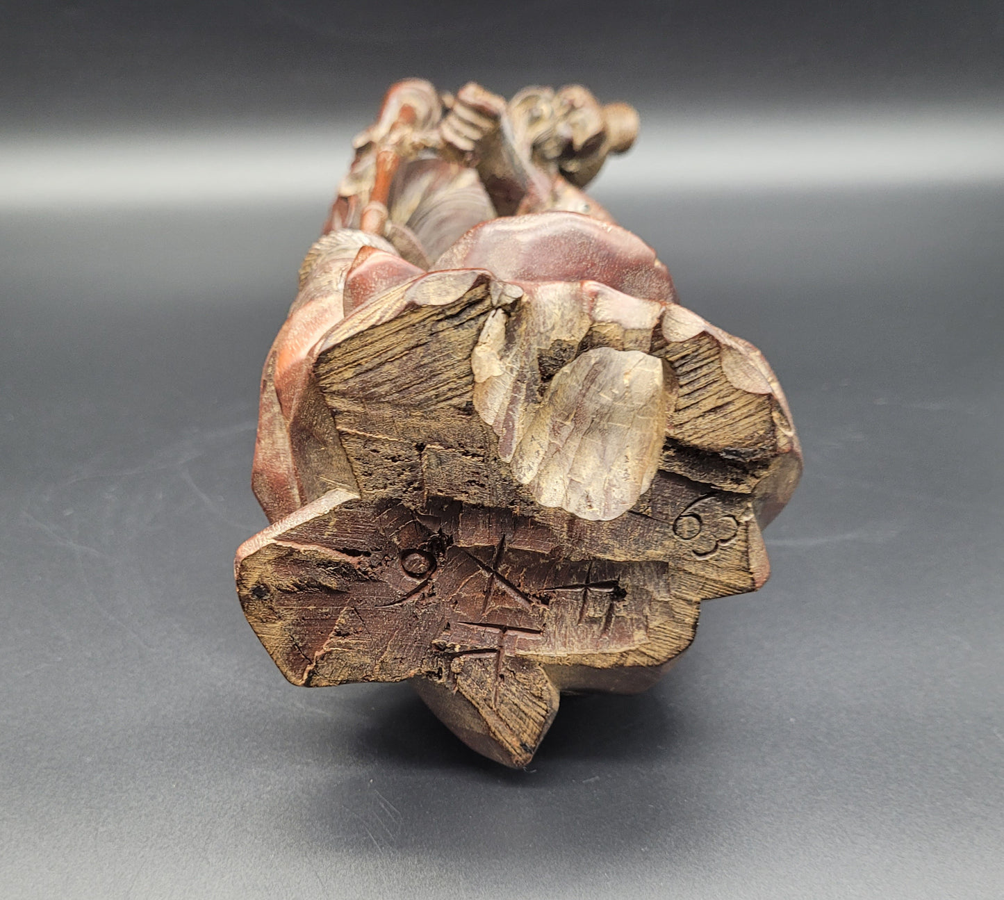 Antique Chinese 19th Century Wood Carving Fisherman Figure