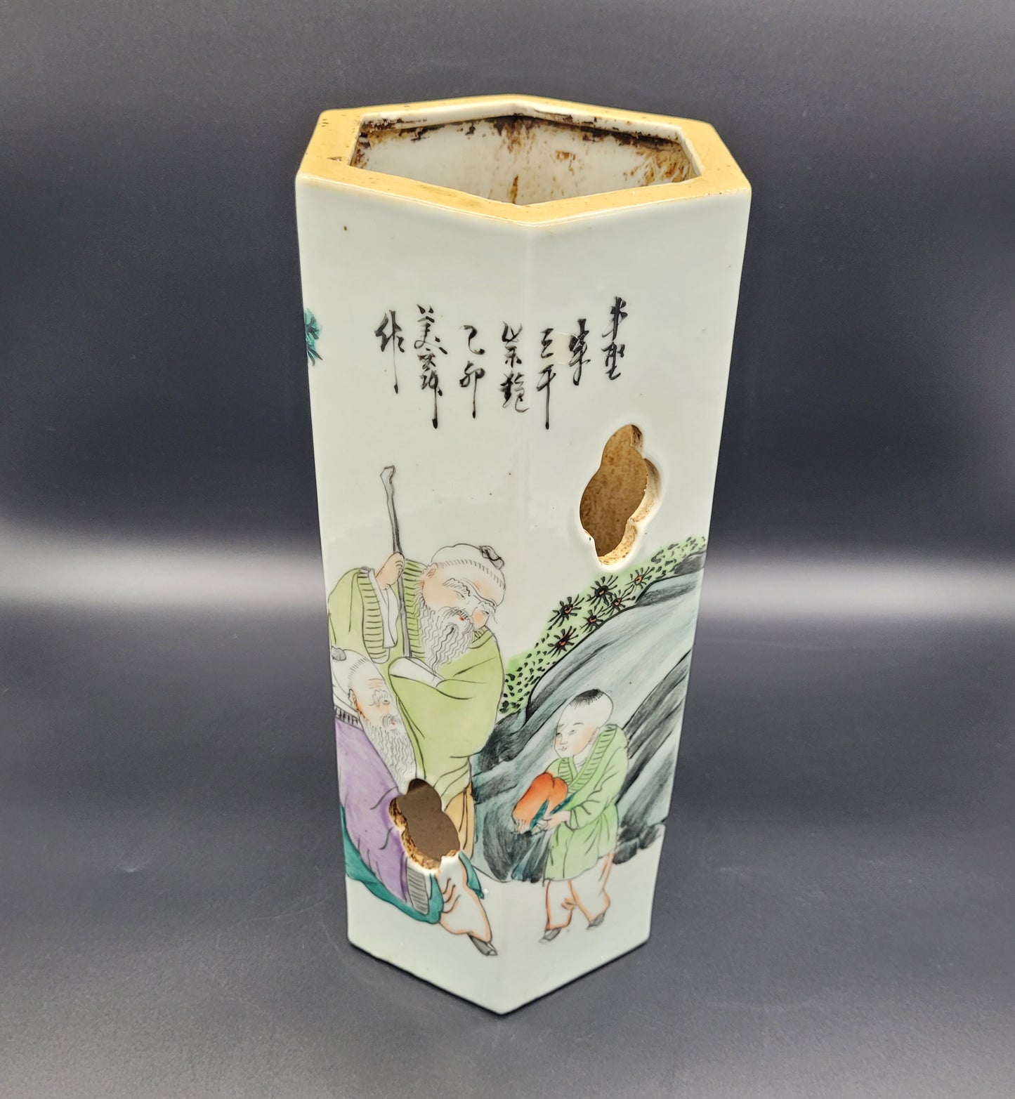 Antique Chinese Vase Hat Stand Late 19th Early 20th Century