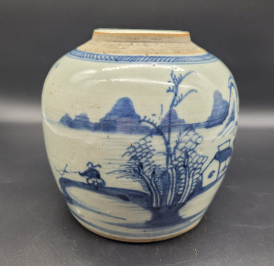 Antique Chinese 18th Century Provincial Ginger Jar Blue / White #2