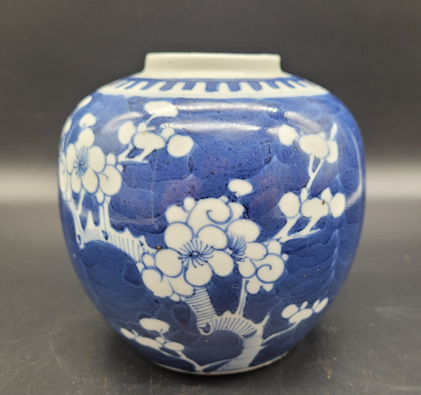 Antique Chinese 19th Century Prunus Ginger Jar Double Ring Mark #1