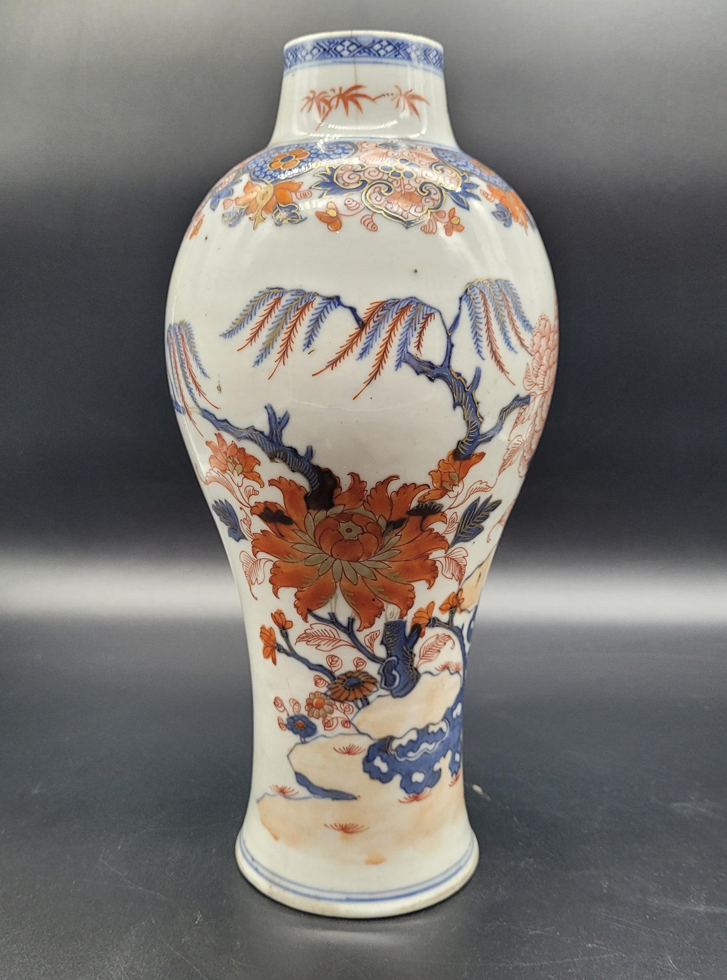 Antique Kangxi Period Chinese Imari Porcelain Vase, With 19th Century Gilt Bronze Mount