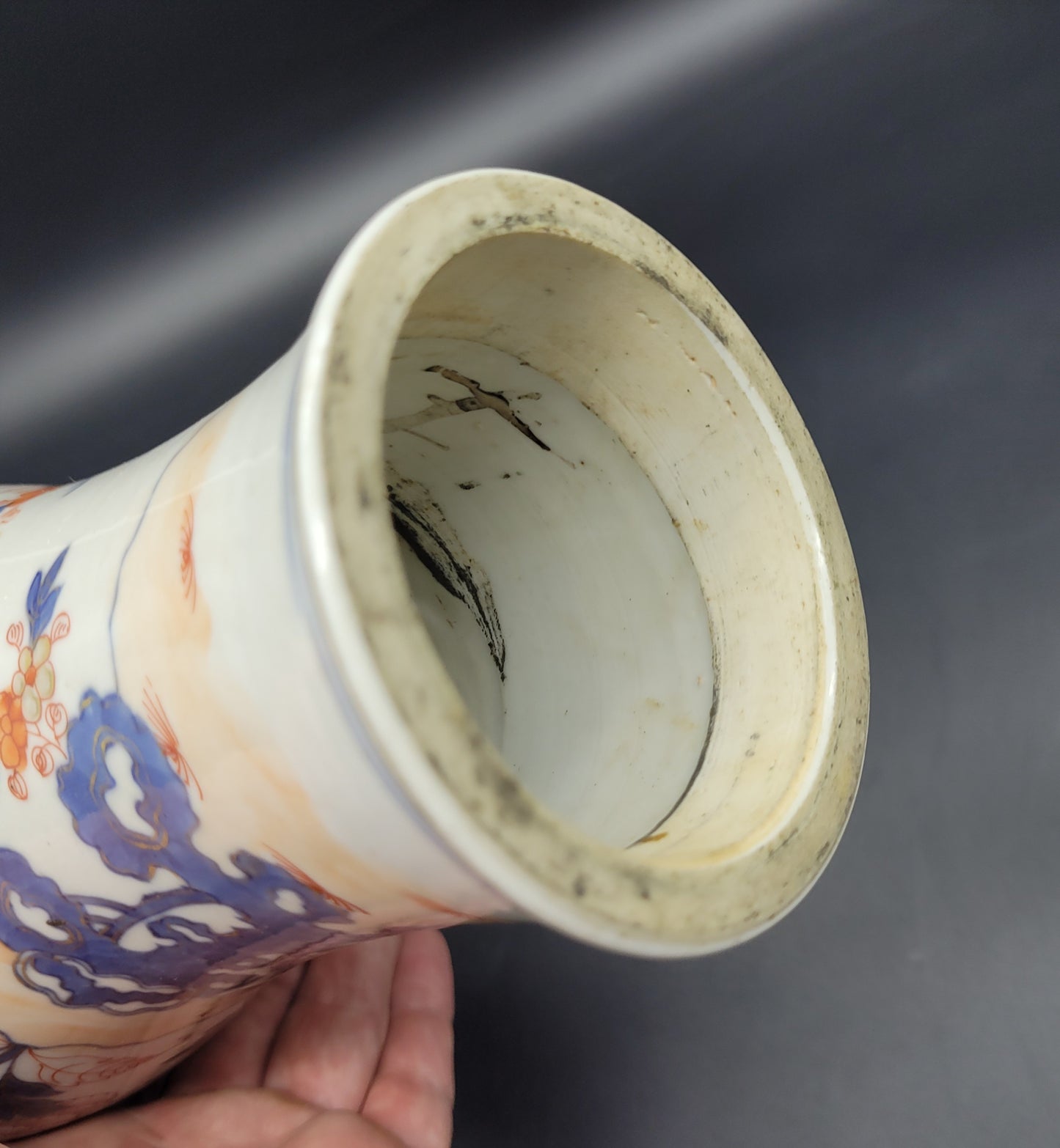 Antique Kangxi Period Chinese Imari Porcelain Vase, With 19th Century Gilt Bronze Mount