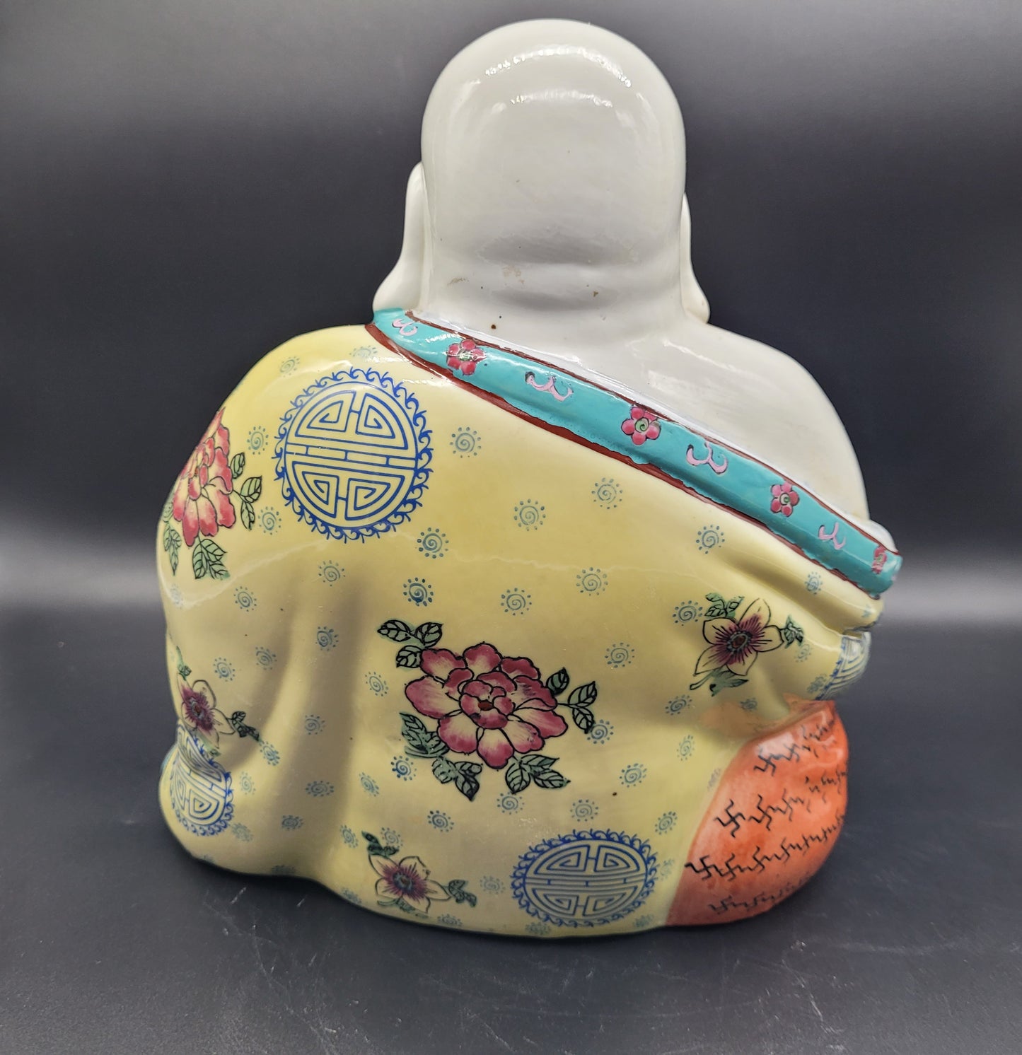 Vintage Chinese Famille Rose Porcelain Happy Buddha Statue LARGE Size