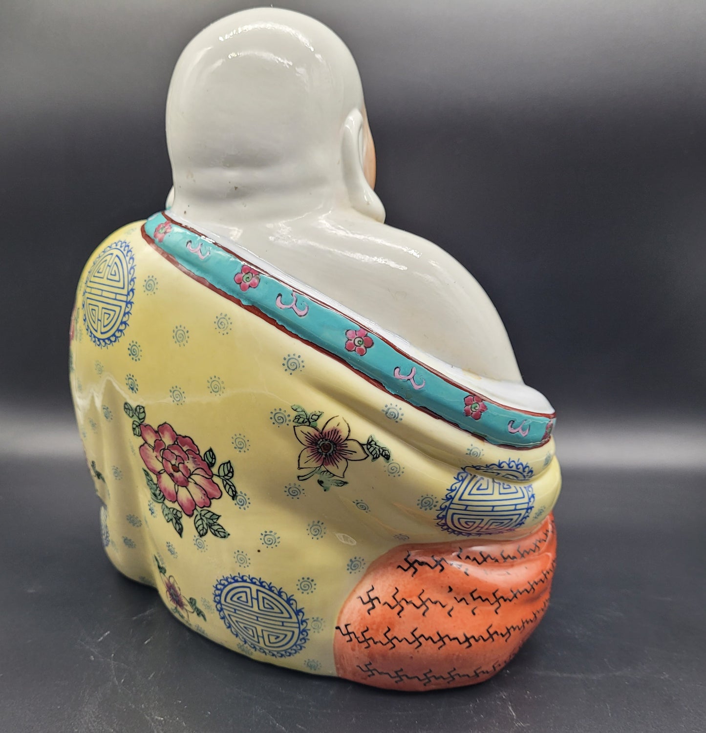 Vintage Chinese Famille Rose Porcelain Happy Buddha Statue LARGE Size