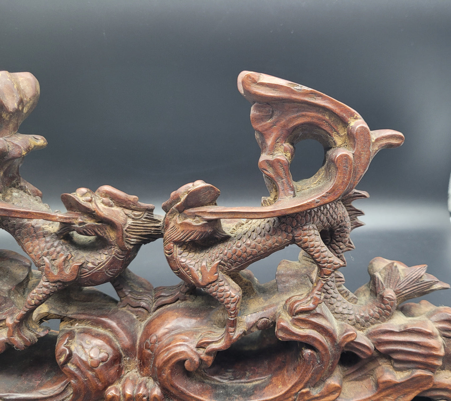 Chinese Qing Carved Dragon Incense Stand 19th Century