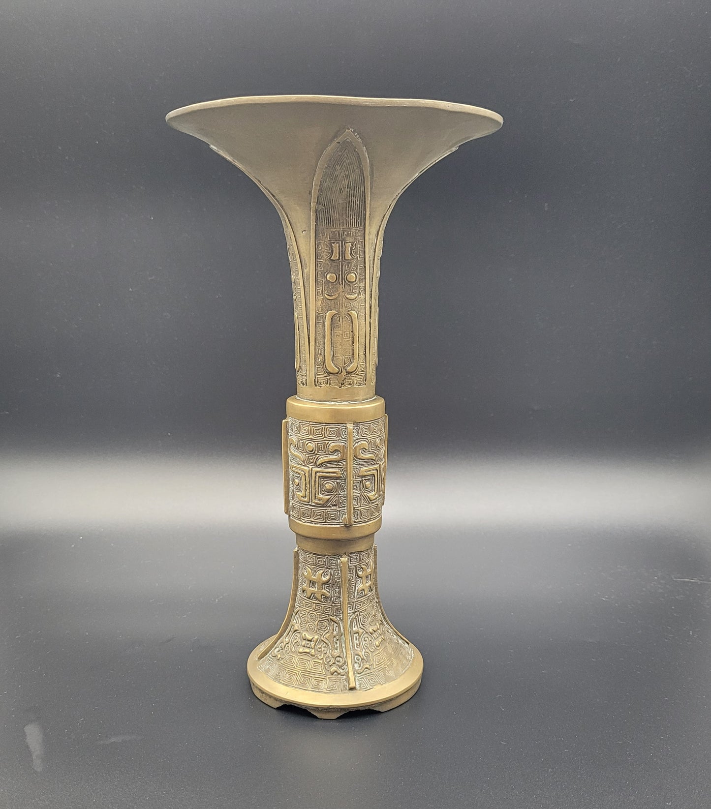 Chinese Qing Bronze GU Form Vase 19th Century Antique Bronze