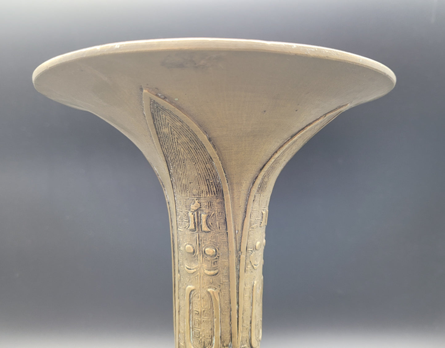 Chinese Qing Bronze GU Form Vase 19th Century Antique Bronze