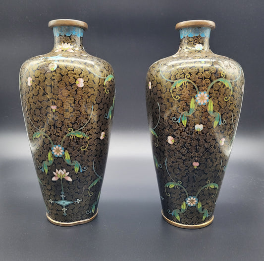 Two Antique Japanese Cloisonne 19th Century Vases