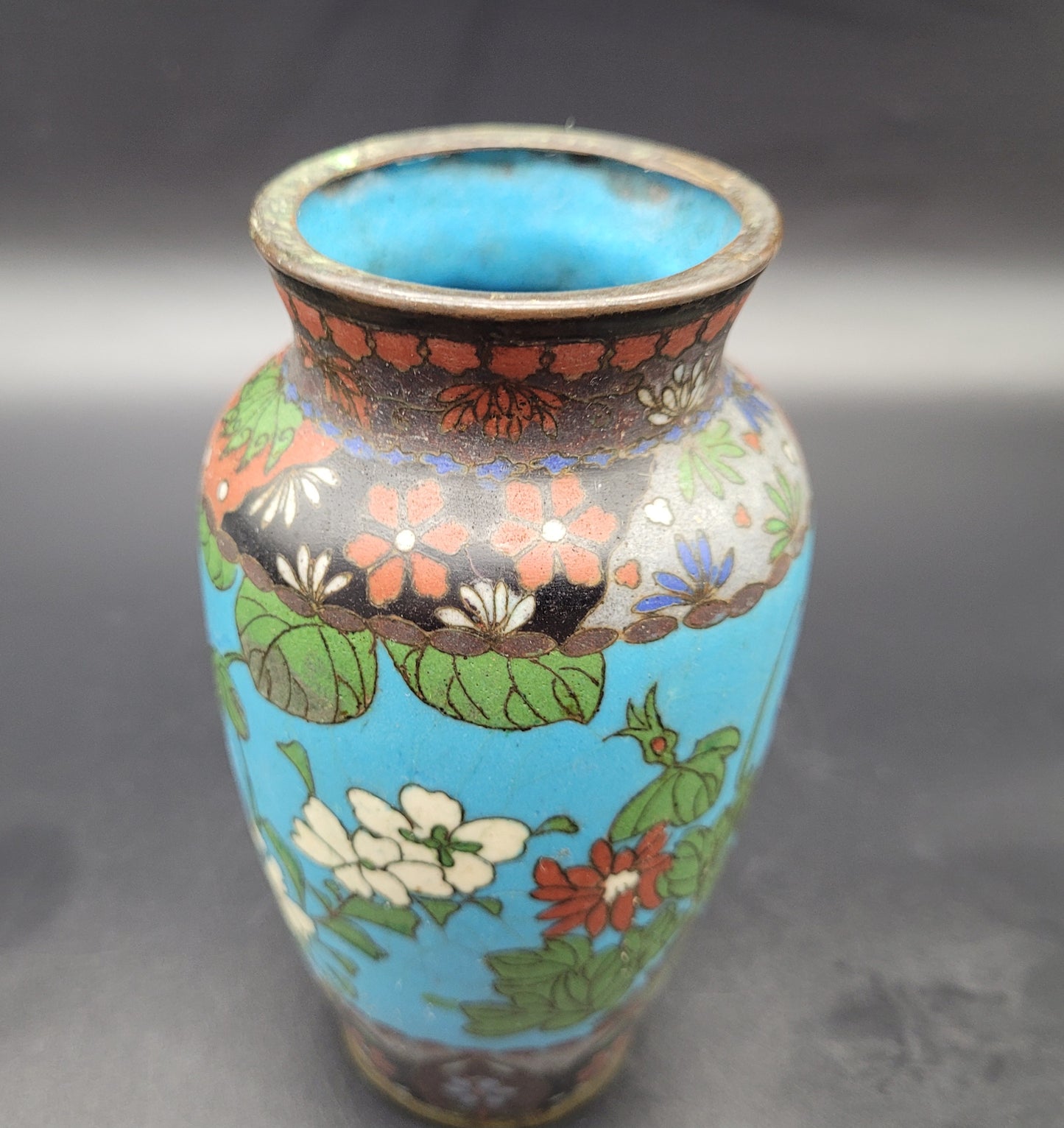 Antique Chinese Japanese Cloisonne Vase Ginger Jar Bowl 3 Pieces