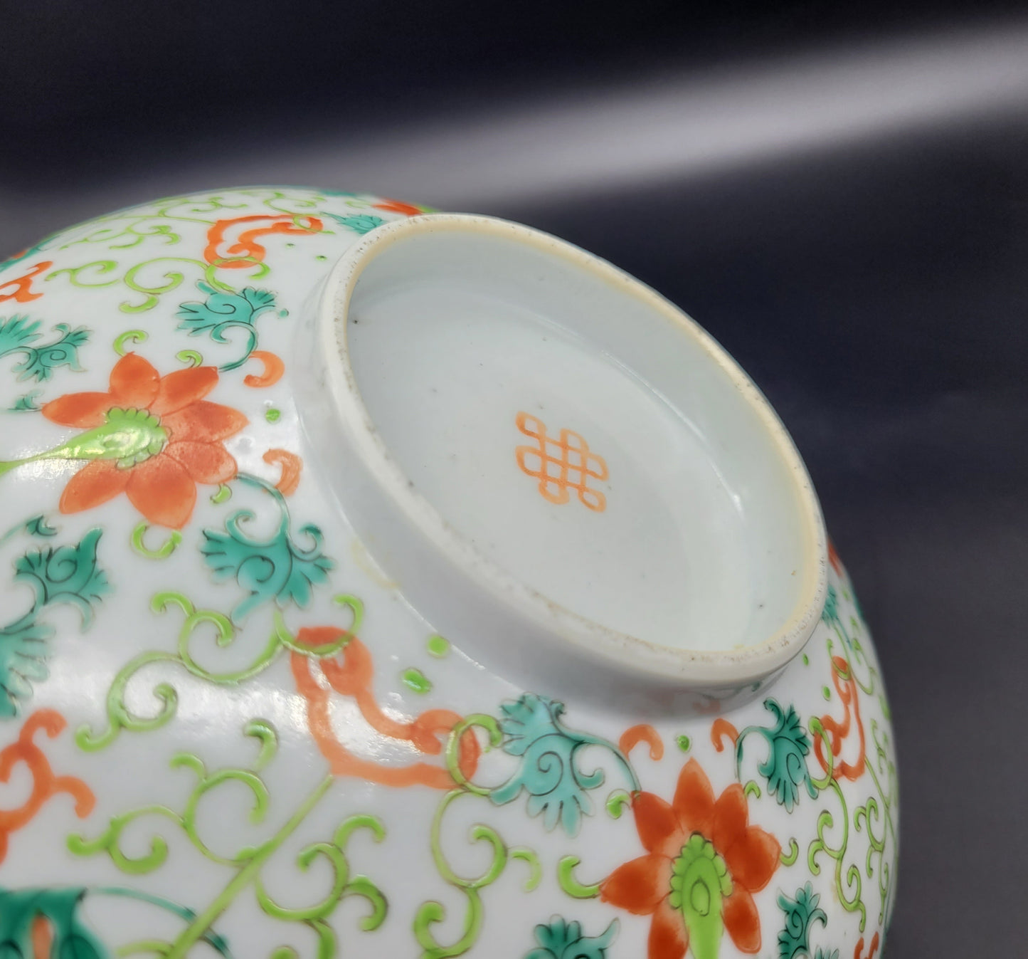 LARGE Chinese Guangxu Bowl and Antique Carved Wooden Stand