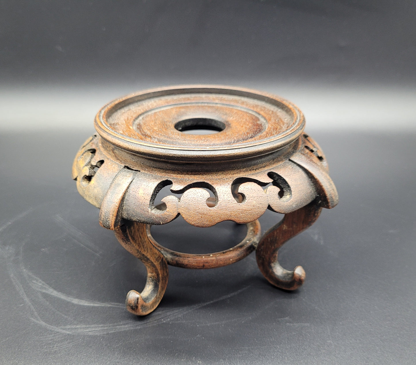 LARGE Chinese Guangxu Bowl and Antique Carved Wooden Stand