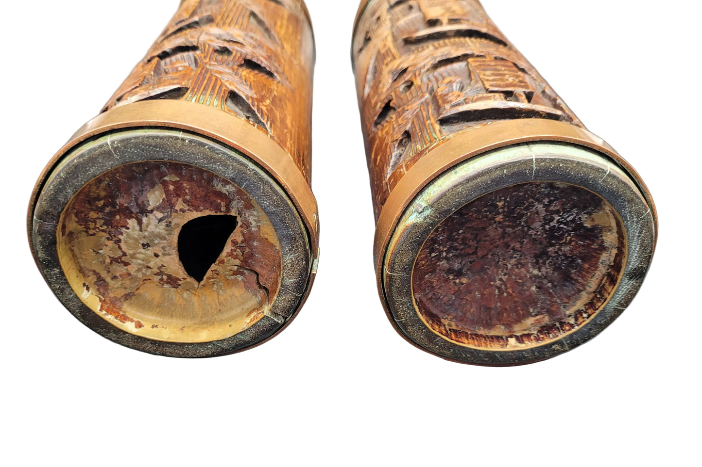 Chinese Qing 19th Century Carved Bamboo Brush Pots