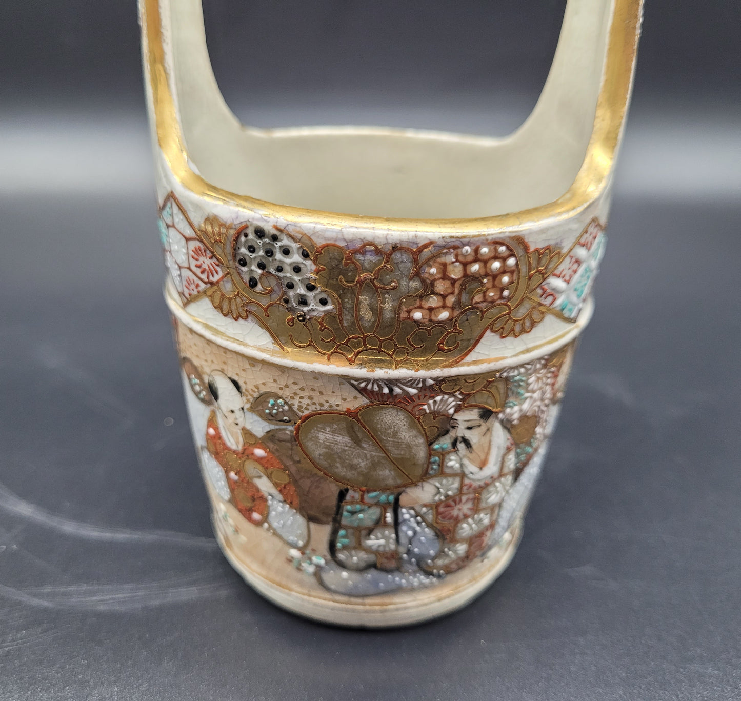 Japanese Meiji Satsuma Antique Vase & Bucket 19th Century