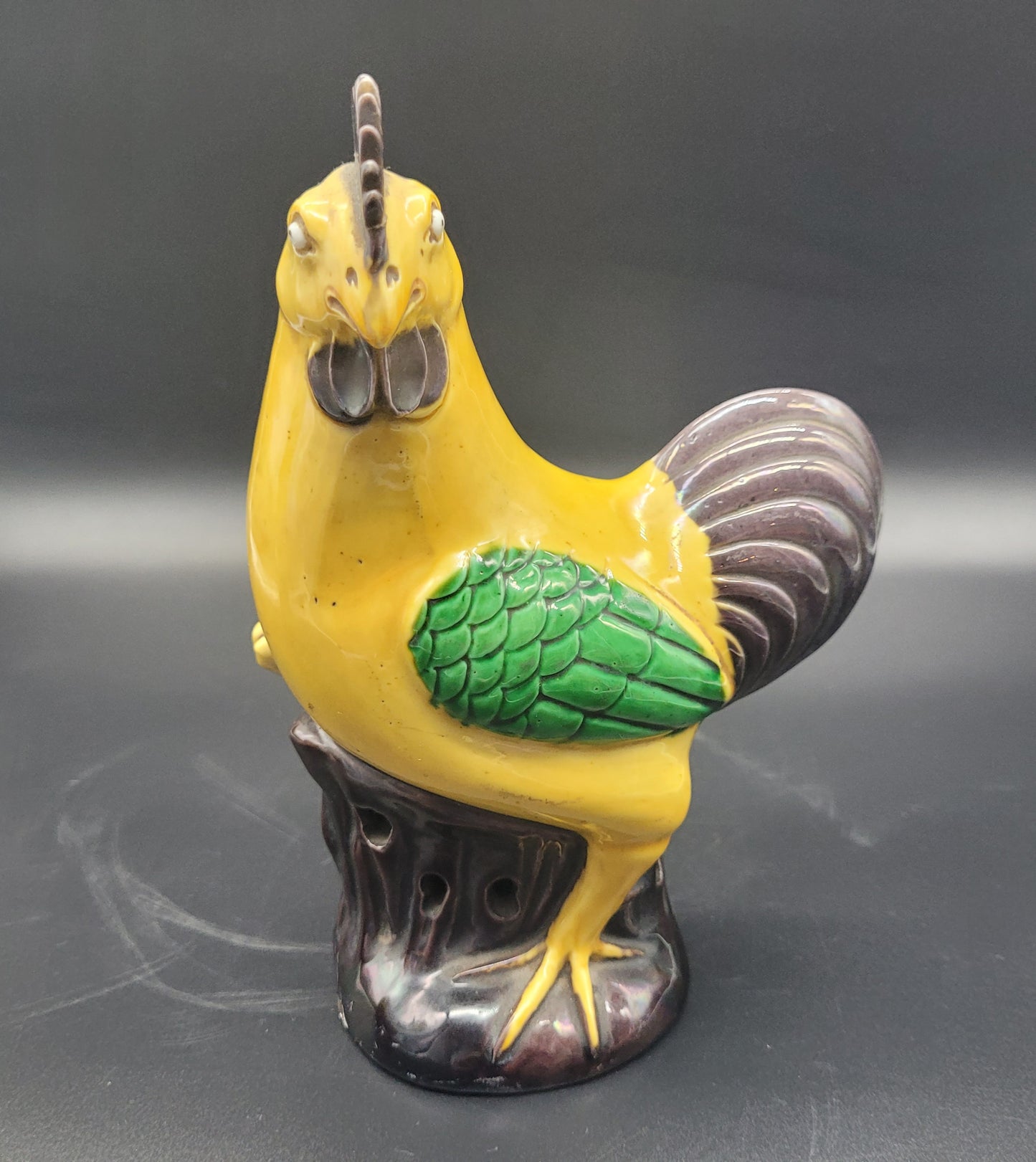 A Pair of Antique Chinese Glazed Pottery Hens / Cockerels