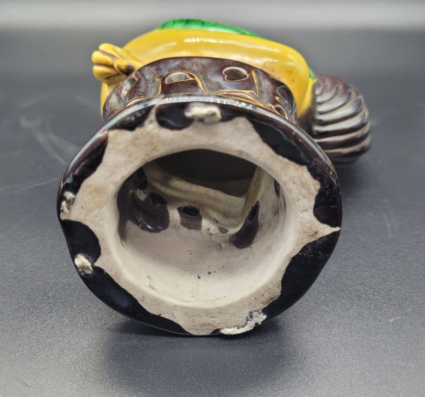 A Pair of Antique Chinese Qing Yellow Glazed Pottery Roosters / Cockerels