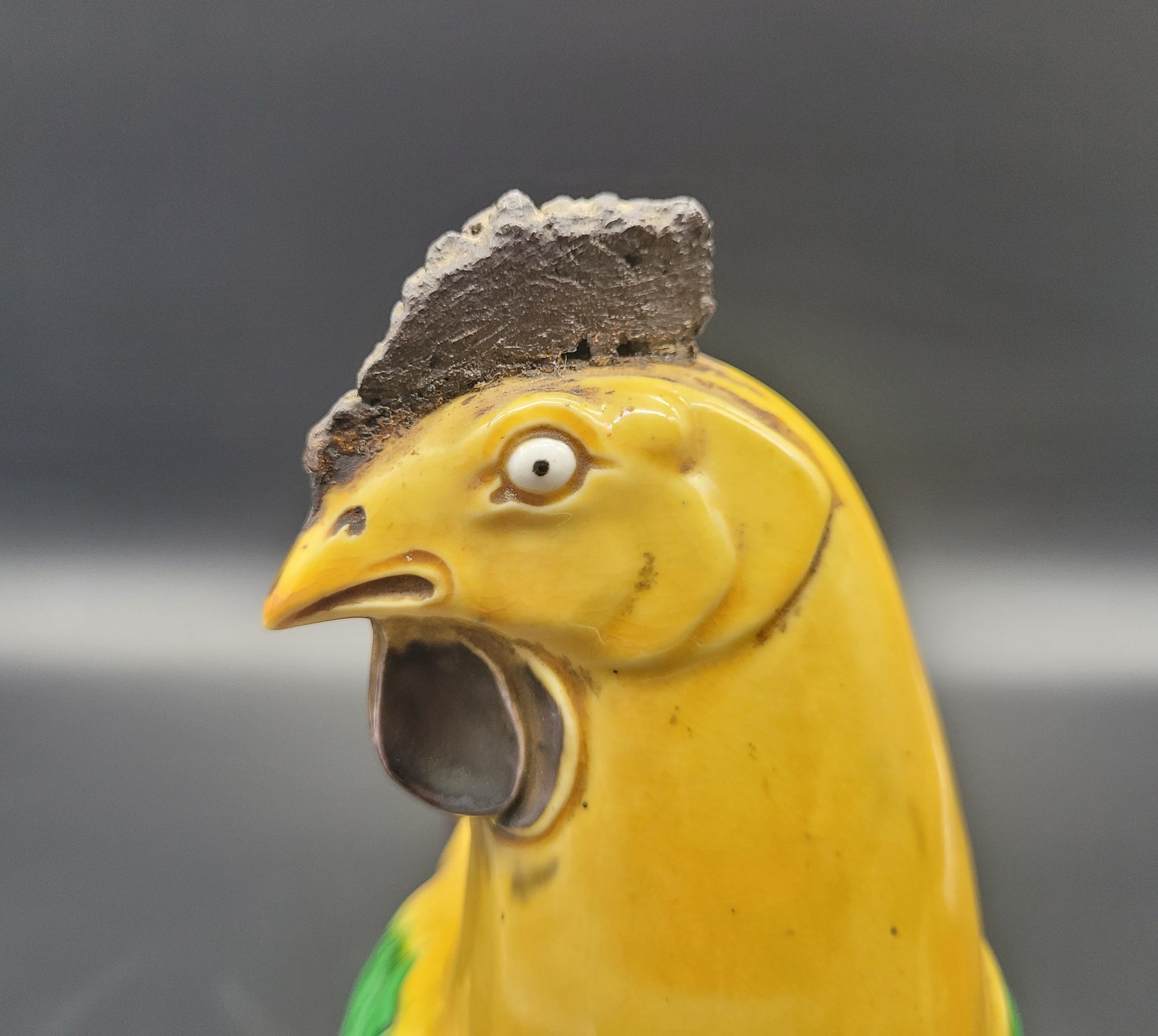 A Pair of Antique Chinese Qing Yellow Glazed Pottery Hens