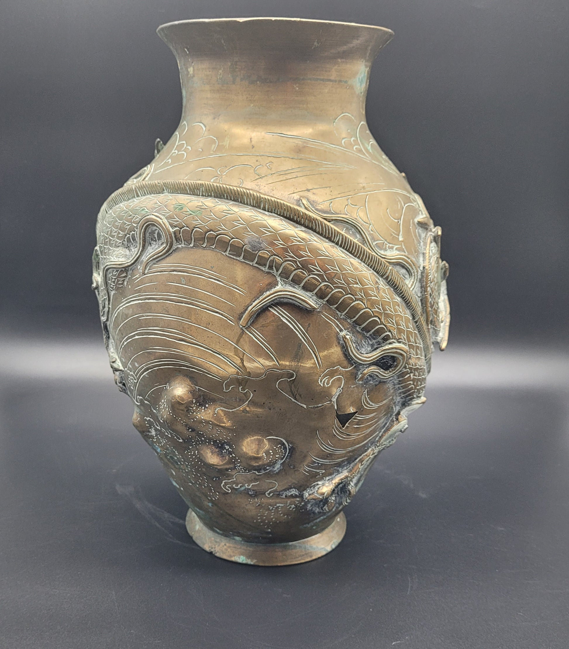 19th century Japanese Meiji Bronze Dragon Vase 19th Century