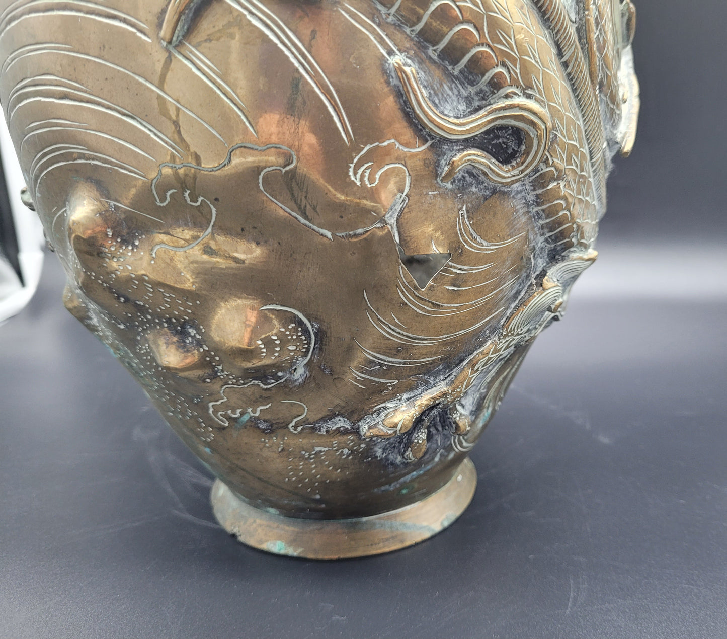 Japanese Meiji Bronze Dragon Vase 19th Century Signed