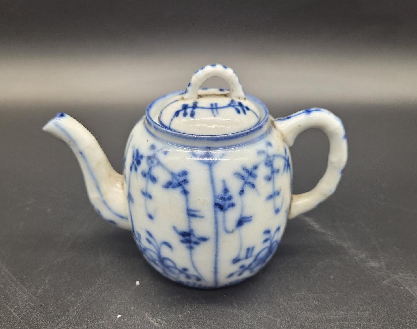 Chinese 19th Century Antique Miniature Teapot with blue white decoration