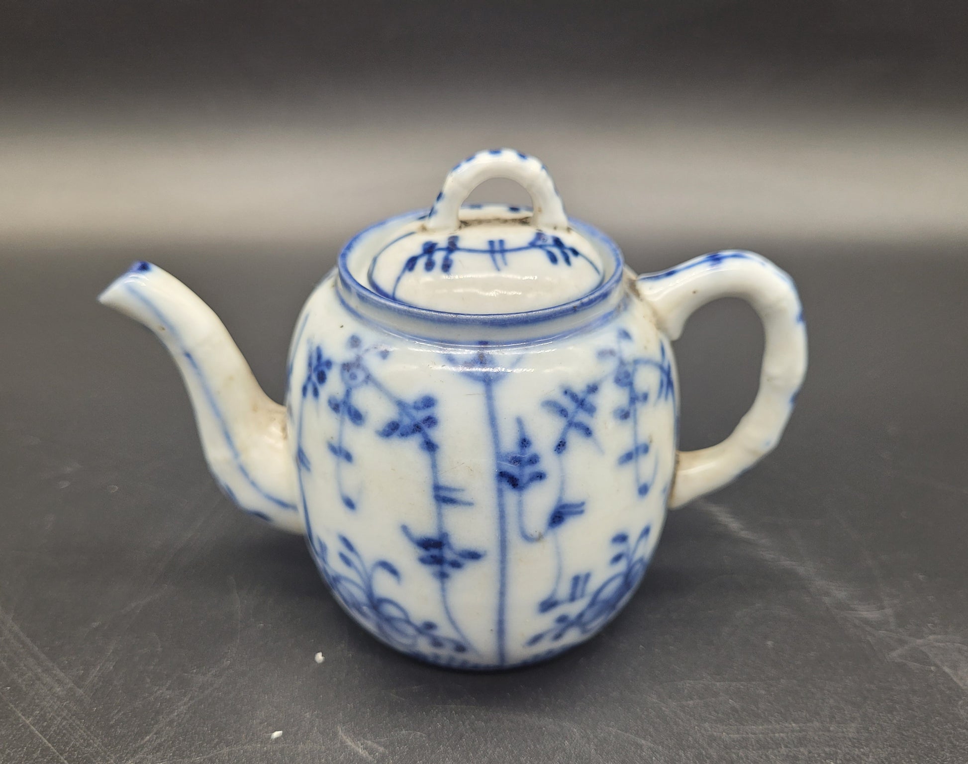 Chinese 19th Century Antique Miniature Teapot with blue white decoration
