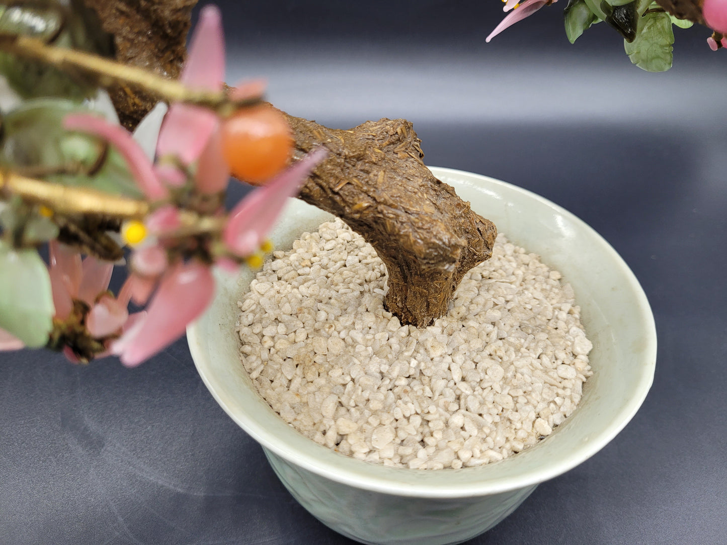 Chinese Vintage Glass Cherry Blossom Bonsai Tree