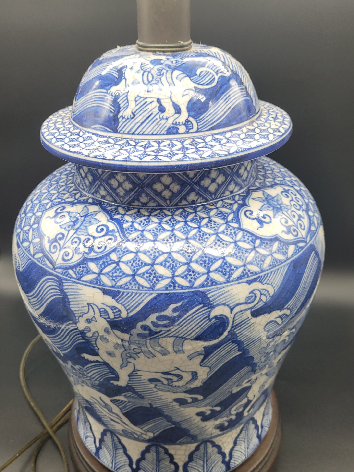 Vintage Frederick Cooper Chinese Style Lamp Mythical Beasts