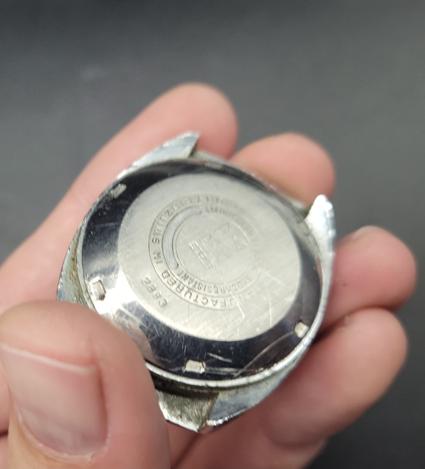 Vintage Sorna Watch 1970s Jump Hour back of the watch