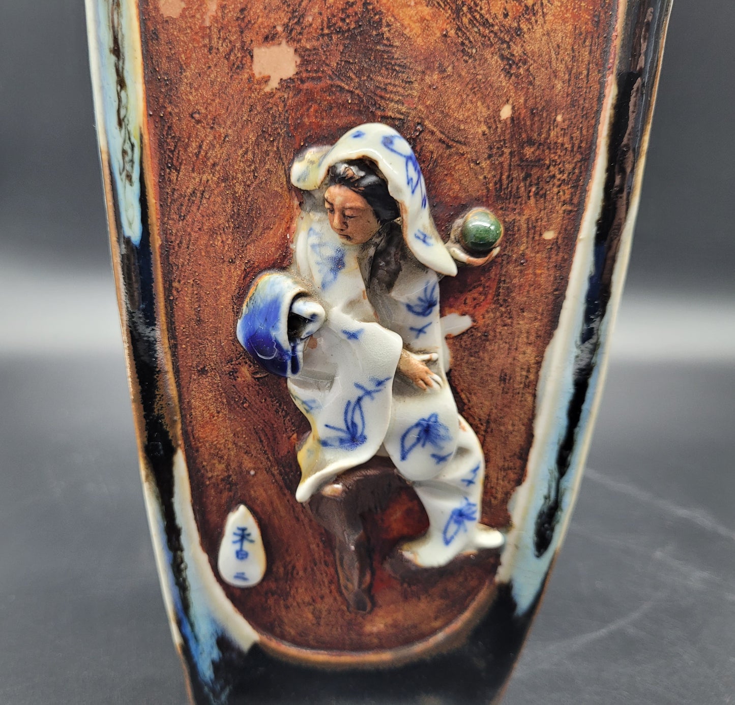 Highly Detailed Japanese Meiji Sumida Gawa Pottery Vases Signed By The Artist Late 19th Century Meiji period KBANTIQUES.COM