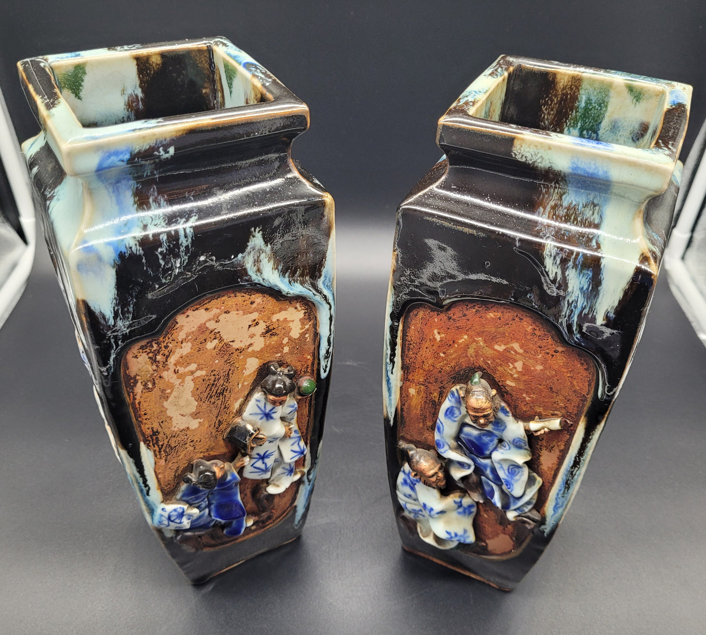These Vases are some of the best examples of Sumida Gawa Pottery That you will find with a really great shape to the vases that would fit into any interior ANTIQUES FOR SALE UK