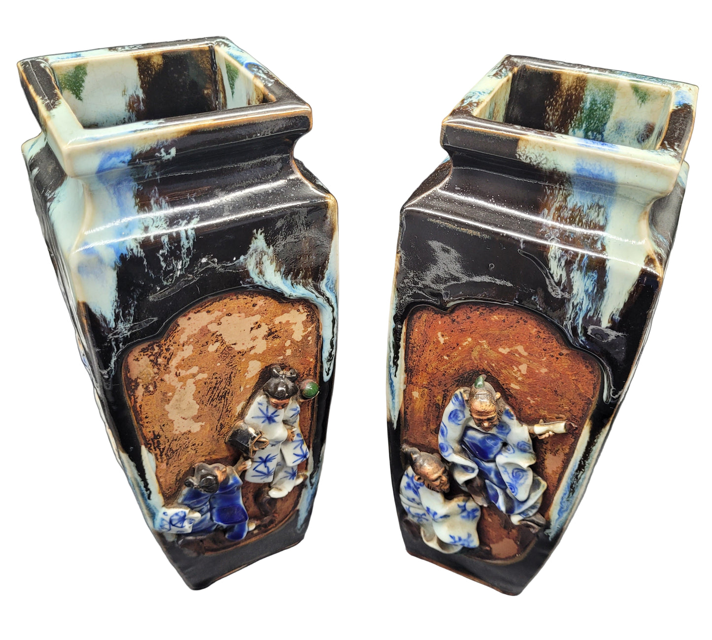 These Vases are some of the best examples of Sumida Gawa Pottery That you will find with a really great shape to the vases that would fit into any interior ANTIQUES FOR SALE UK