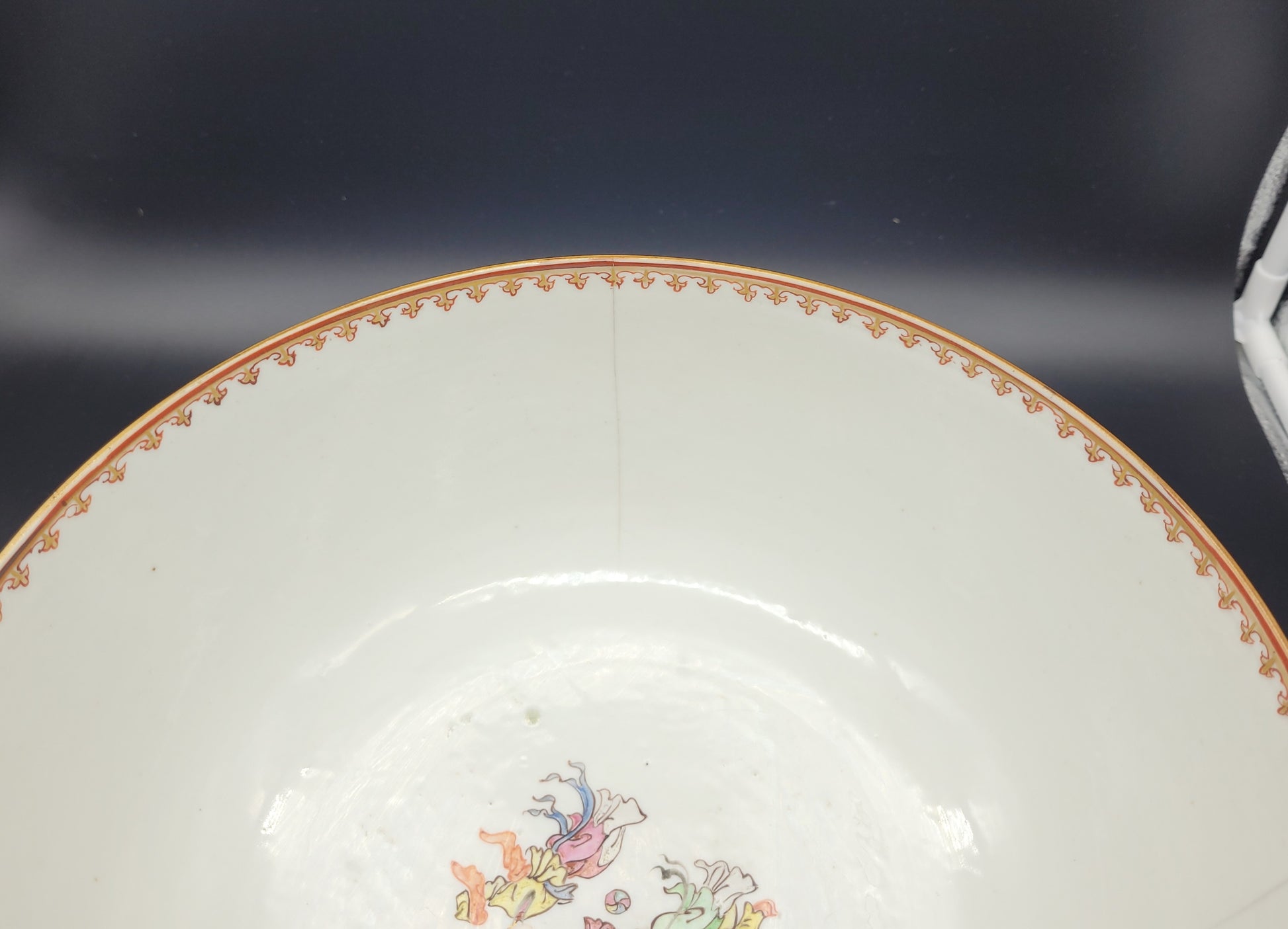 Antique store Chinese 18th Century Famille Rose Export Punch Bowl On Stand