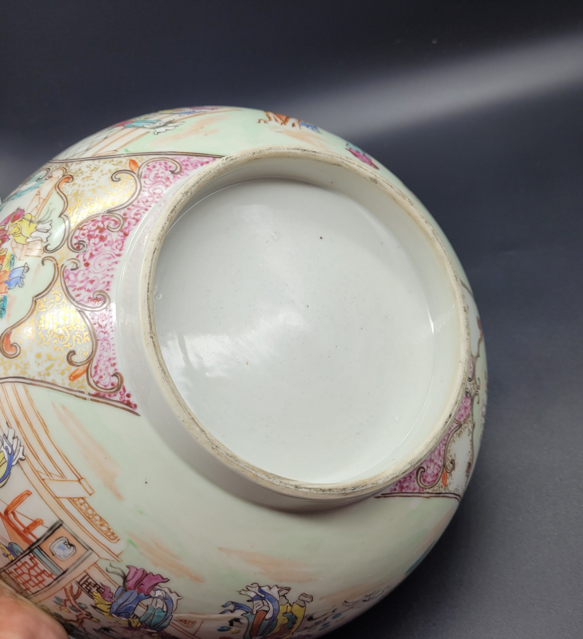 Online Antique Auction Chinese 18th Century Famille Rose Export Punch Bowl On Stand