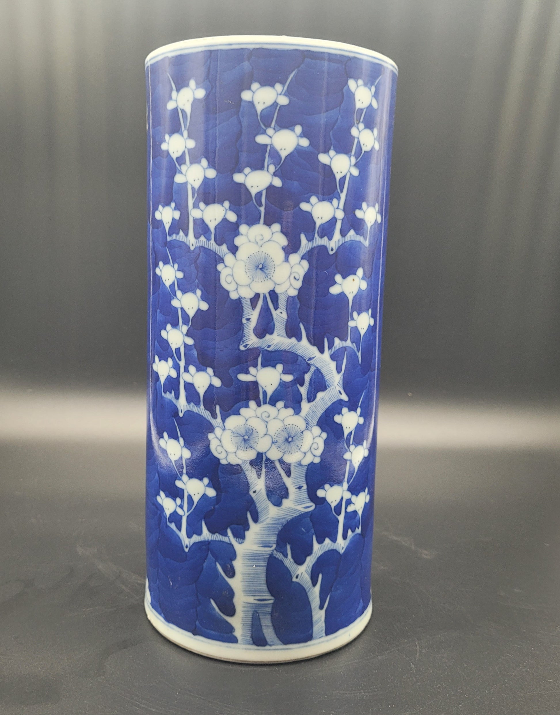 Antiques Online Chinese KANGXI Style Prunus Pattern Brush Pot 19th Century Vase