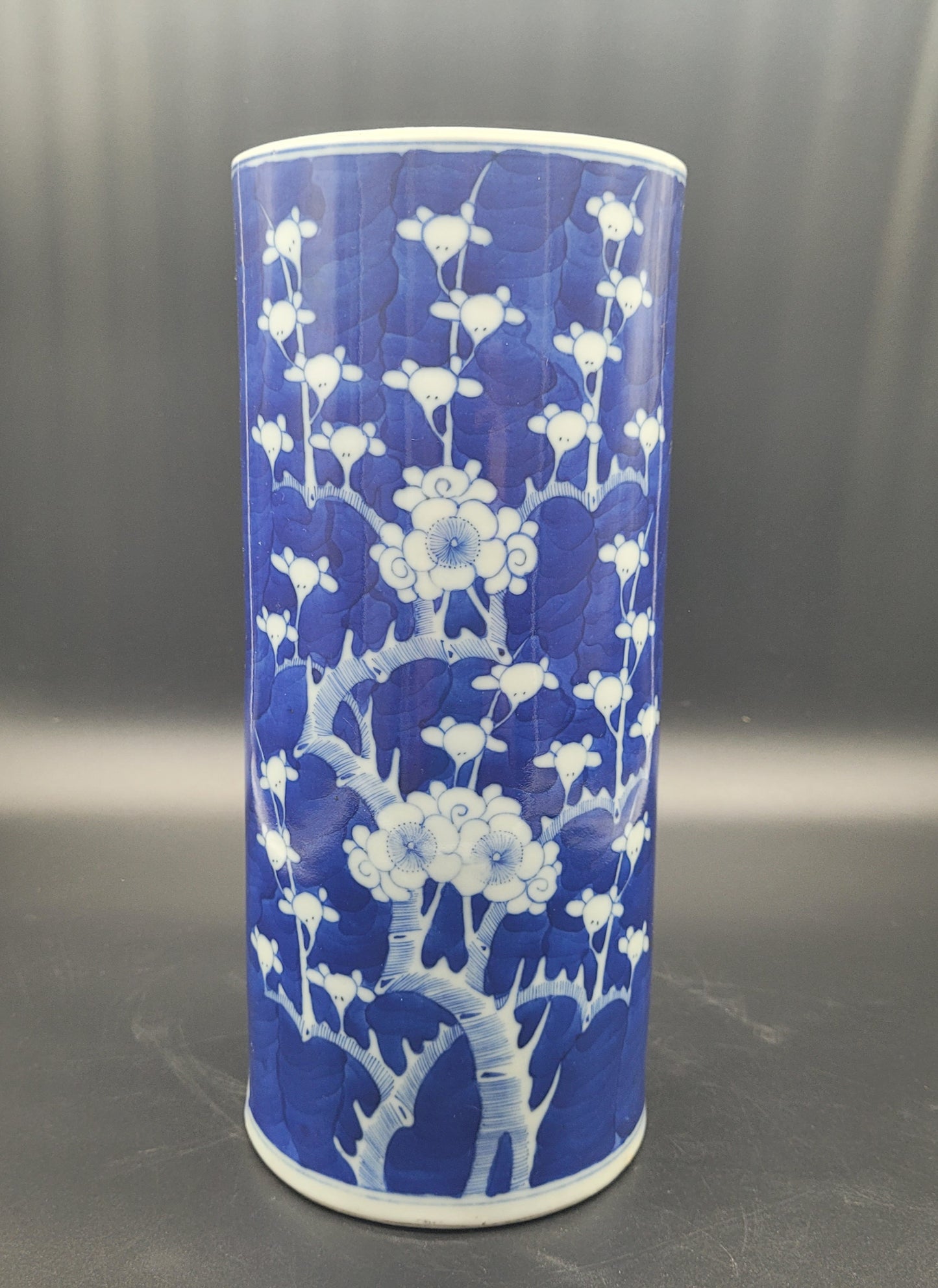 Chinese KANGXI Style Prunus Pattern Brush Pot 19th Century Vase Antiques USA