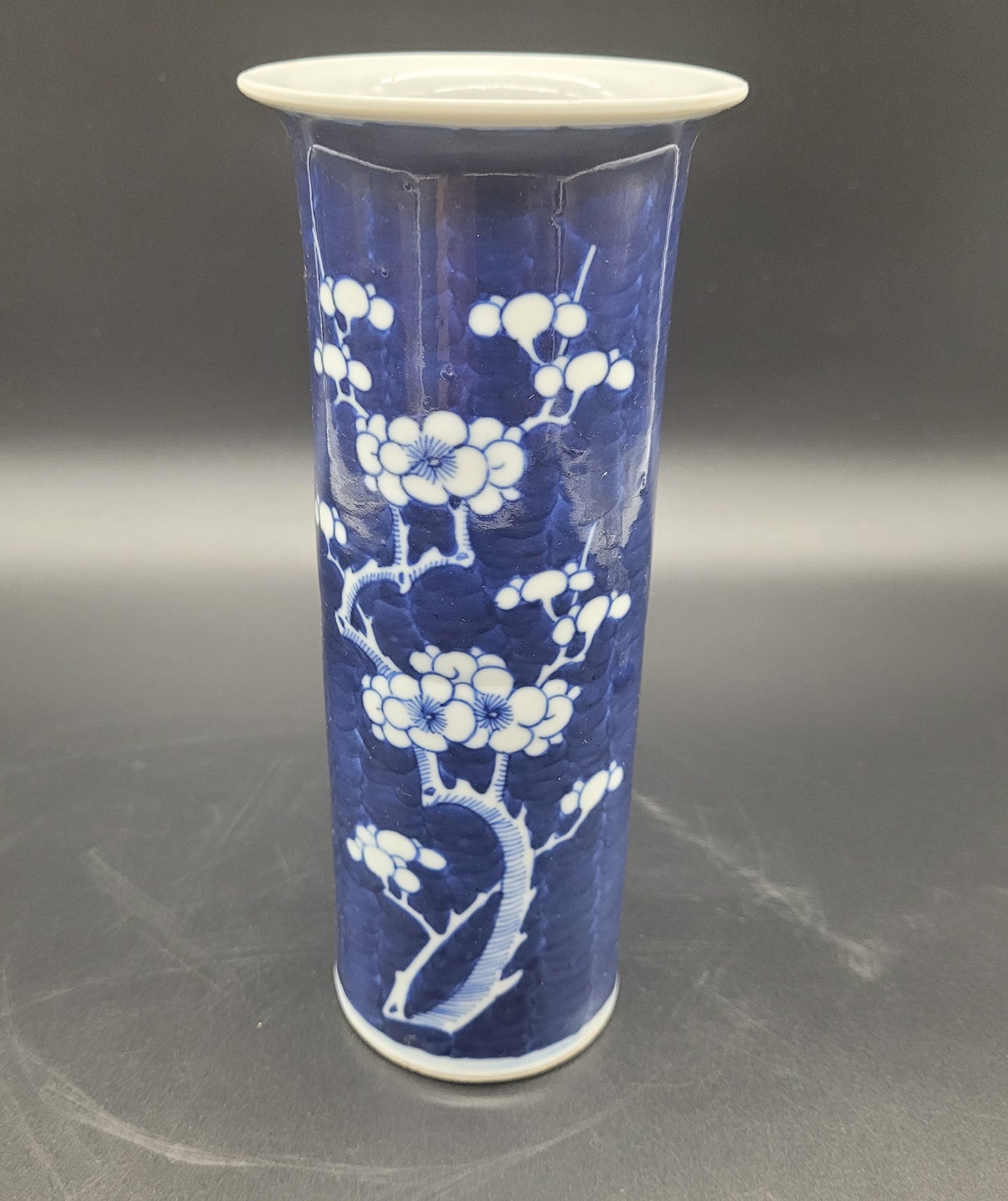 ANTIQUES USA Chinese Qing Dynasty Prunus Pattern Brush Pot with 19th century CHINA Mark