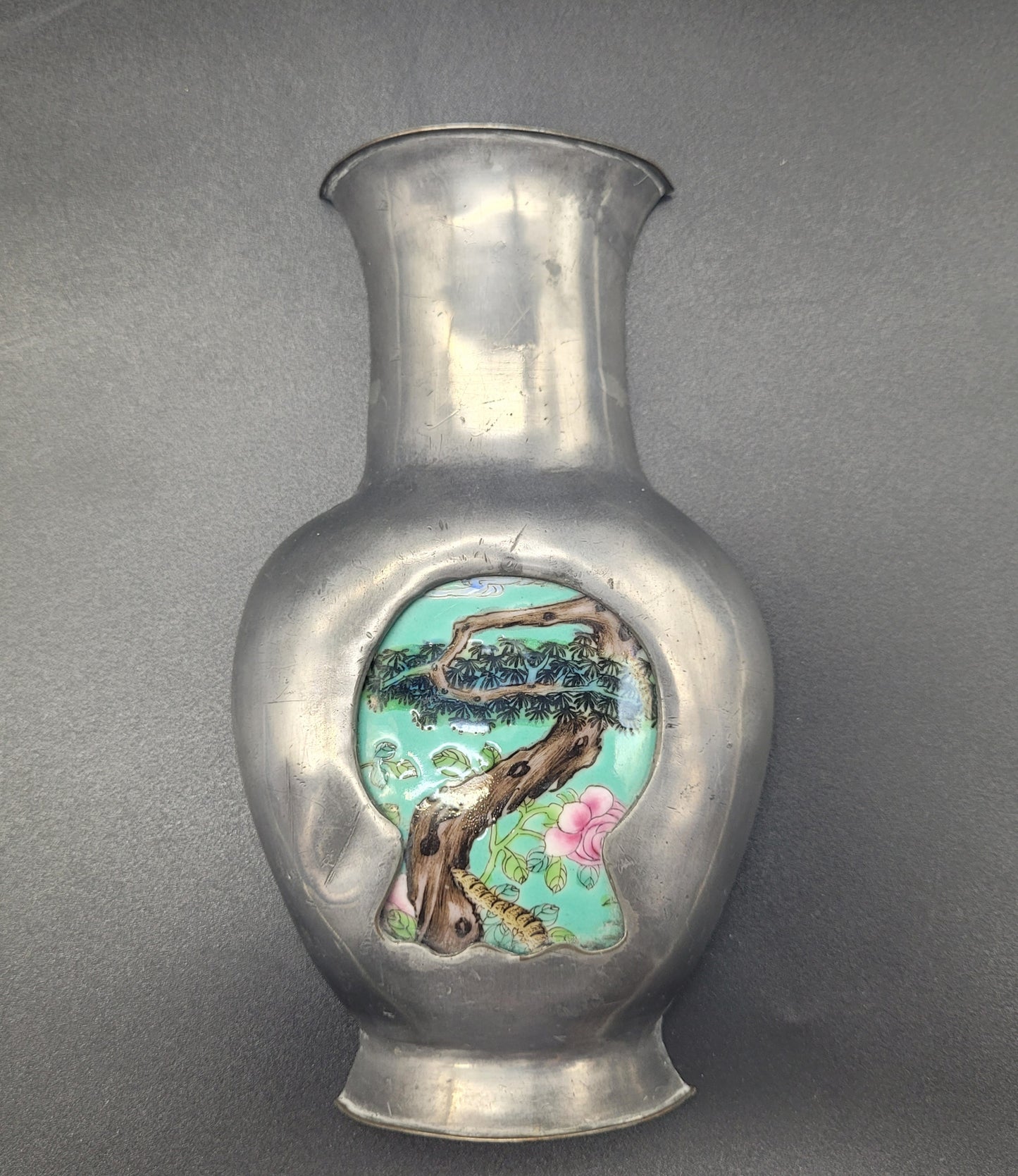 Car Boot Sales Chinese Porcelain & White Metal Vase 19th Century CHINA Mark