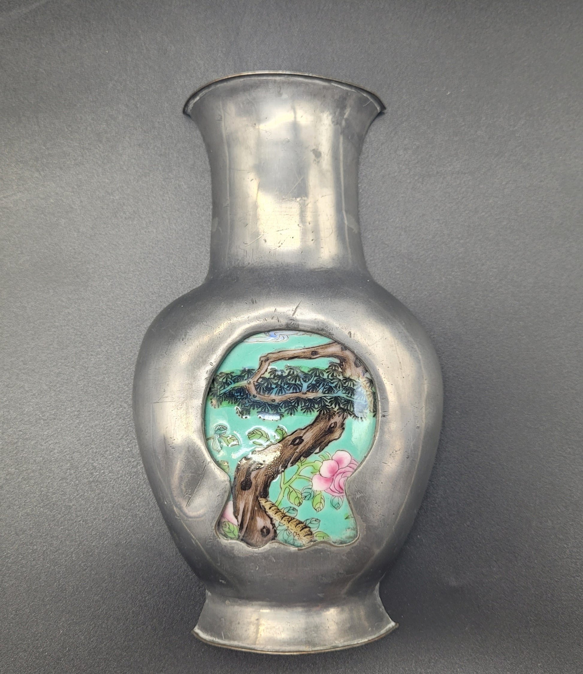 Car Boot Sales Chinese Porcelain & White Metal Vase 19th Century CHINA Mark