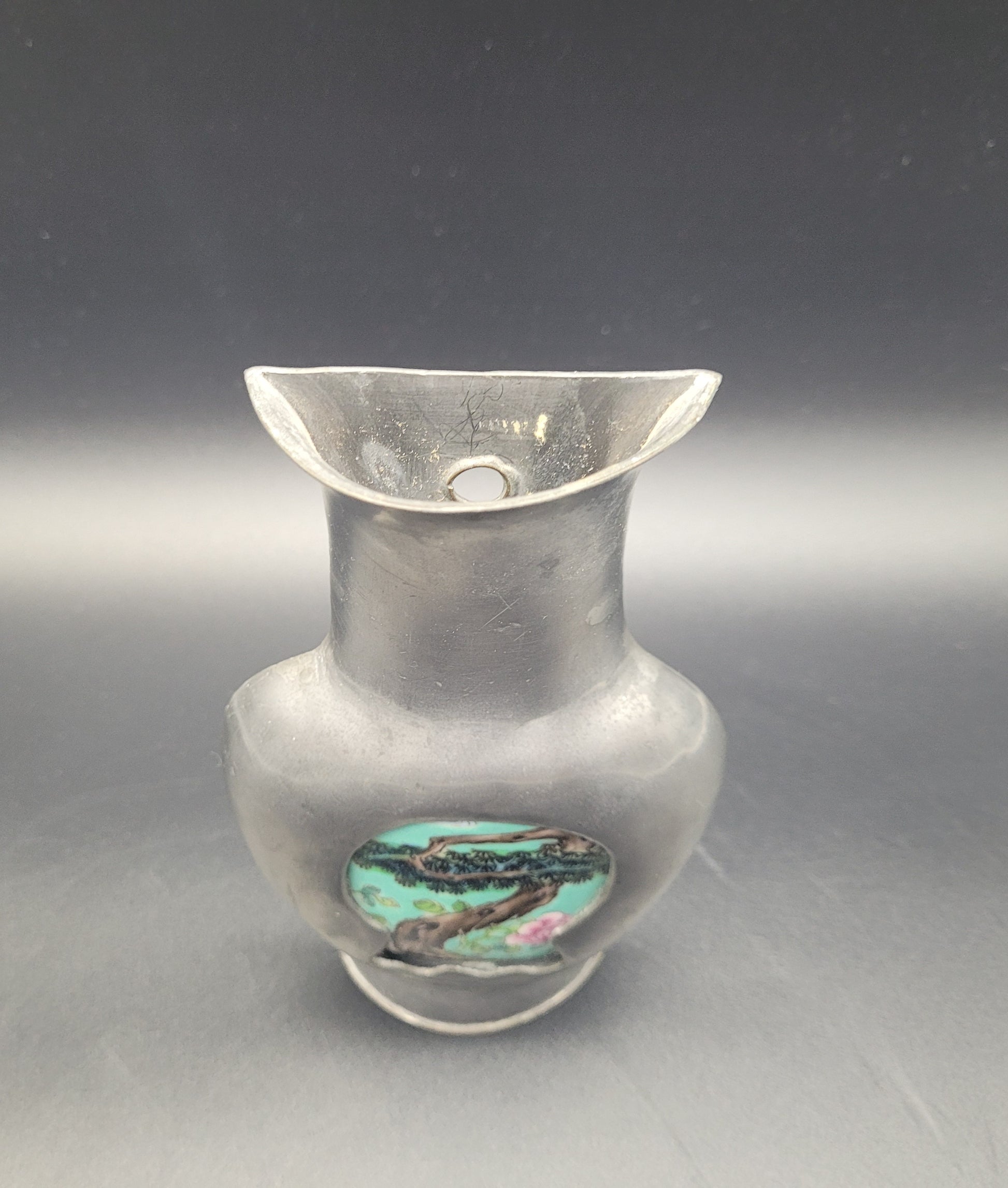 Chinese Antique Art Sotheby's Chinese Porcelain & White Metal Vase 19th Century CHINA Mark