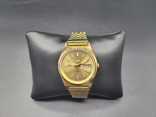 Vintage SEIKO Automatic Watch Day Date Gold Plated Champagne Dial