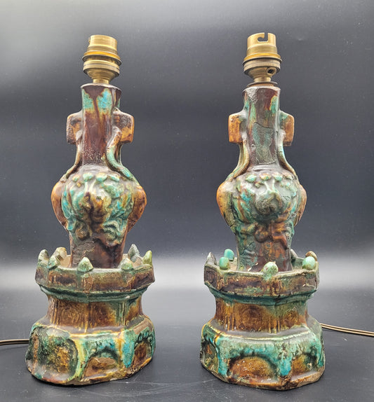 Chinese Ming Dynasty Pottery Candle Sticks 16th / 17th Century ANTIQUES & COLLECTABLES